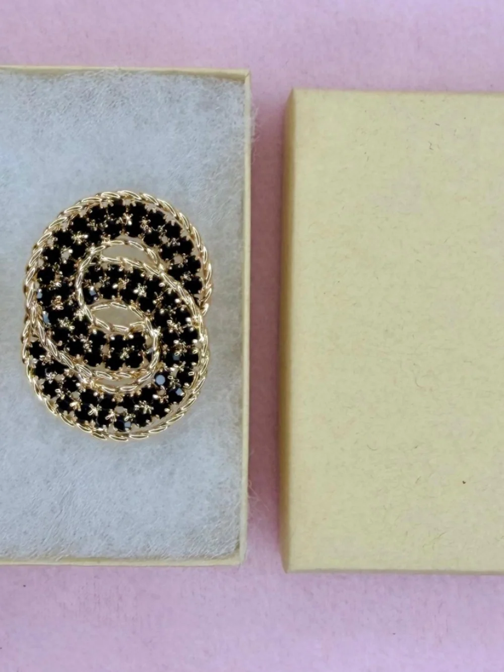 Statement Black Crystal Earrings Gold Tone Oval Stud Chunky Elegant Earrings